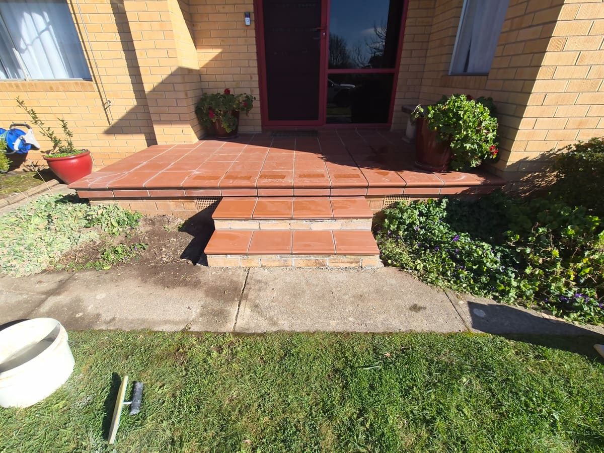 Front steps retiled after